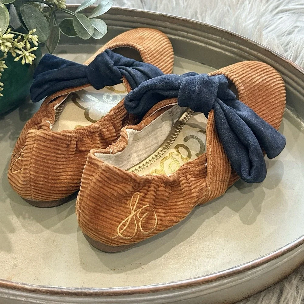 Sam Edelman Felicity‎ Mary Jane Girls Flats Size 1Y Mustard/Navy